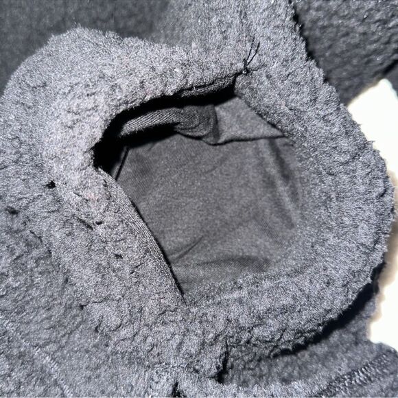 aerie S Black Fluff Quarter Snap Front Lightweight Sherpa Pullover Sweatshirt - Picture 12 of 14